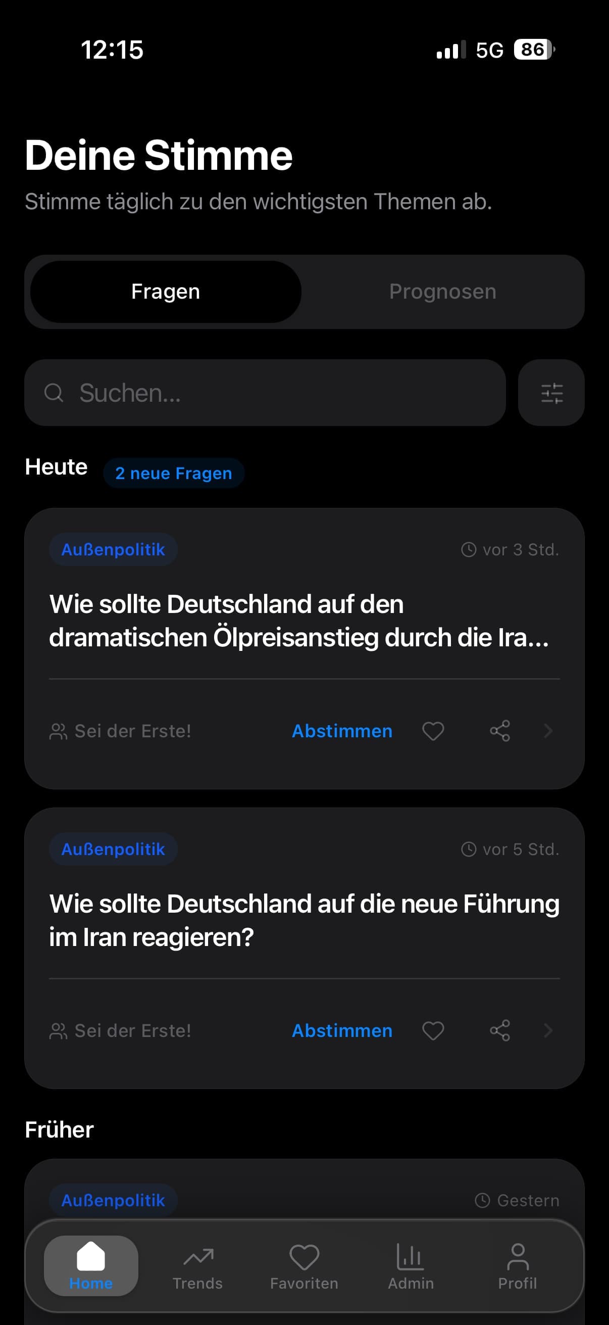 Bürgerpuls App — Tägliche Abstimmung zu politischen Themen